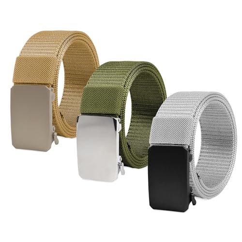 Coobbar Nylon Golf Belt - 3 Pack Canvas Men's Belt With Alloy Buckle, Adjustable, Durable, No Holes