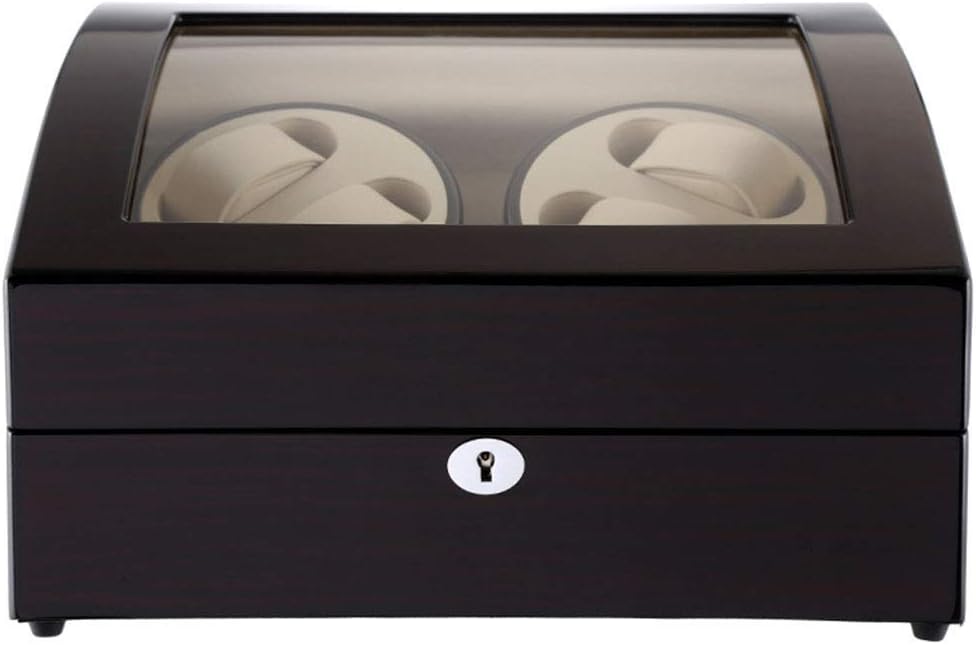 Watch Winders for 4 Watches, Winding Case with High Gloss Piano Paint Mute Motor Rotate Display Watch Box Watch Winder Display Watch Box Watch Storage,White-A,White-A