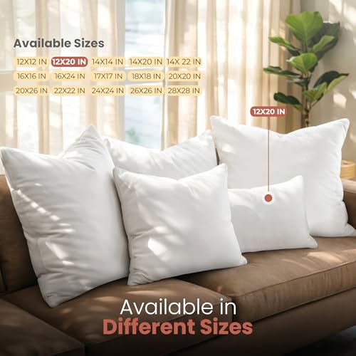 Image of Utopia Bedding Throw Pillows Insert (Pack of 2, White) - 12 x 20 Inches Bed and Couch Pillows - Indoor Decorative Pillows