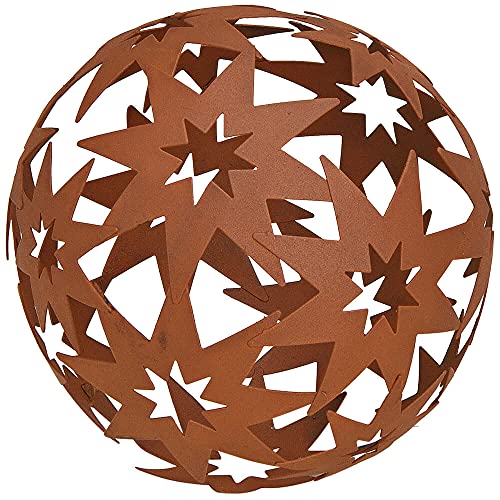 Matches21 Boule en métal avec étoiles - Décoration de jardin - 1 pièce - Diamètre : 14 cm