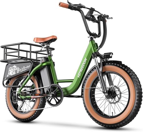 Cargo Ebike with Rear Basket, Green Electric Bike