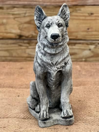 Solid Rock Shepherd Figurine German Shepherd Dog Statue Concrete Dog Sculpture Backyard Outdoor Statue