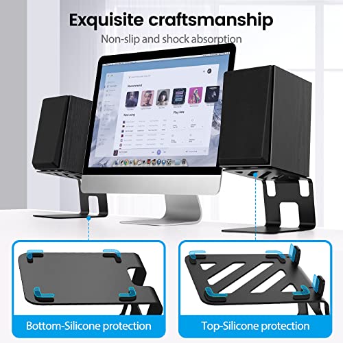Vaydeer Desktop Speaker Stands With Vibration Absorption Pads, Metal Speaker Stands Pair Support Up To 40Lbs,Bookshelf Speaker Stands For Better Audio Experience thumb #2