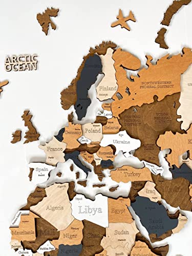 Holz-Weltkarte, 3D-Kunst, große Wanddekoration, für jeden Anlass, in den Größen M, L, XL, Geschenkidee, Wandkunst für Zuhause, Küche oder Büro