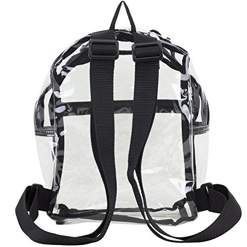 Eastsport 100% Transparent Clear Mini Backpack (10.5 By 8 By 3 Inches) With Adjustable Straps (Clear/Black) #TOP3