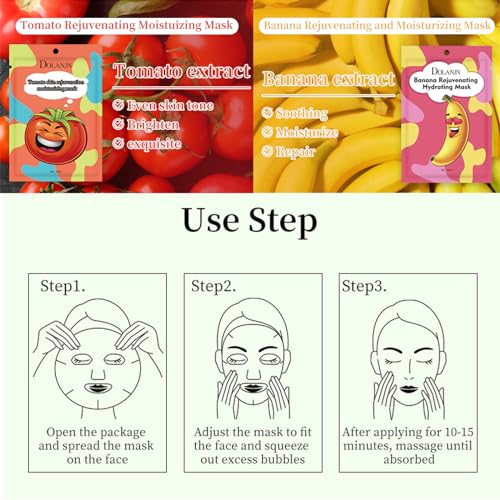 Face Mask Set Skin Care for Teenage Girls - Moisturizing Fruit Sheet Mask to Rejuvenating & Smoothing - Face Masks Skincare to Solve Skin Problems & Improve Skin Quality - Gift Set for Women (Set D) - Image 4