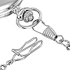 Tiong Vintage Pocket Watch with Chain Smooth Steel Quartz Unique Roman Numerals Silver Men's Pocket Watches #3