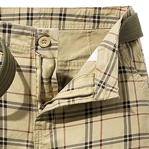 Shorts casuales de hombre a cuadros con bolsillos miniatura 2