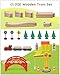 SainSmart Jr. Wooden Train Set for Toddler, 41pcs Wood Train Track w/Crane Fits Brio, Thomas, Melissa and Doug, Kids Wood Toy Train for Kids Ages 3+