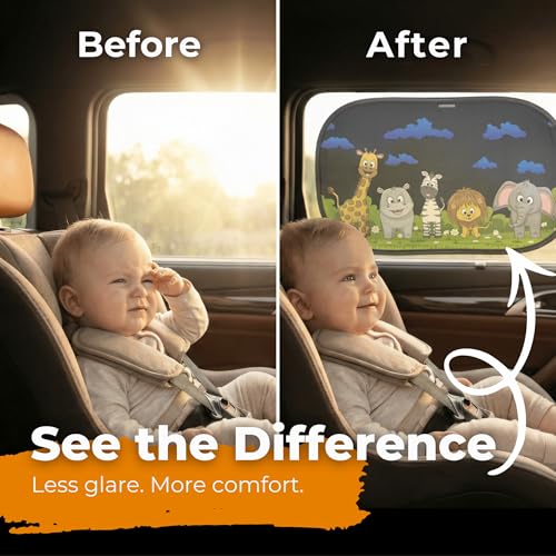 Image of CARAMAZ Car Window Shade for Baby with Certified UV-Protection 2 Pack - 20 inchx12 inch