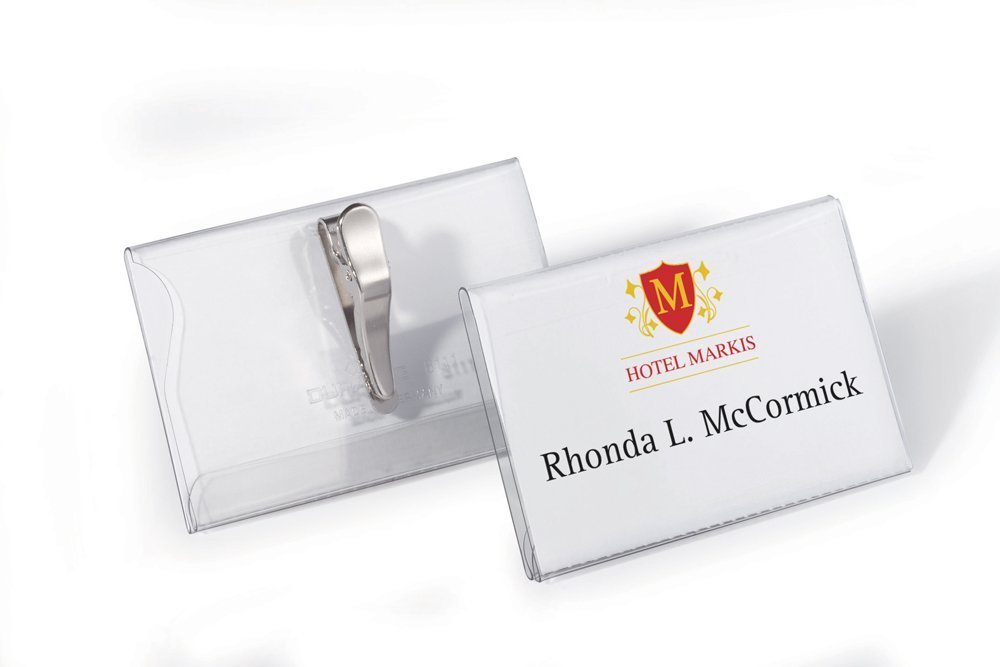 DURABLE Printable Microperforated Badge17. Clip a coccodrillo rotante. trasparente