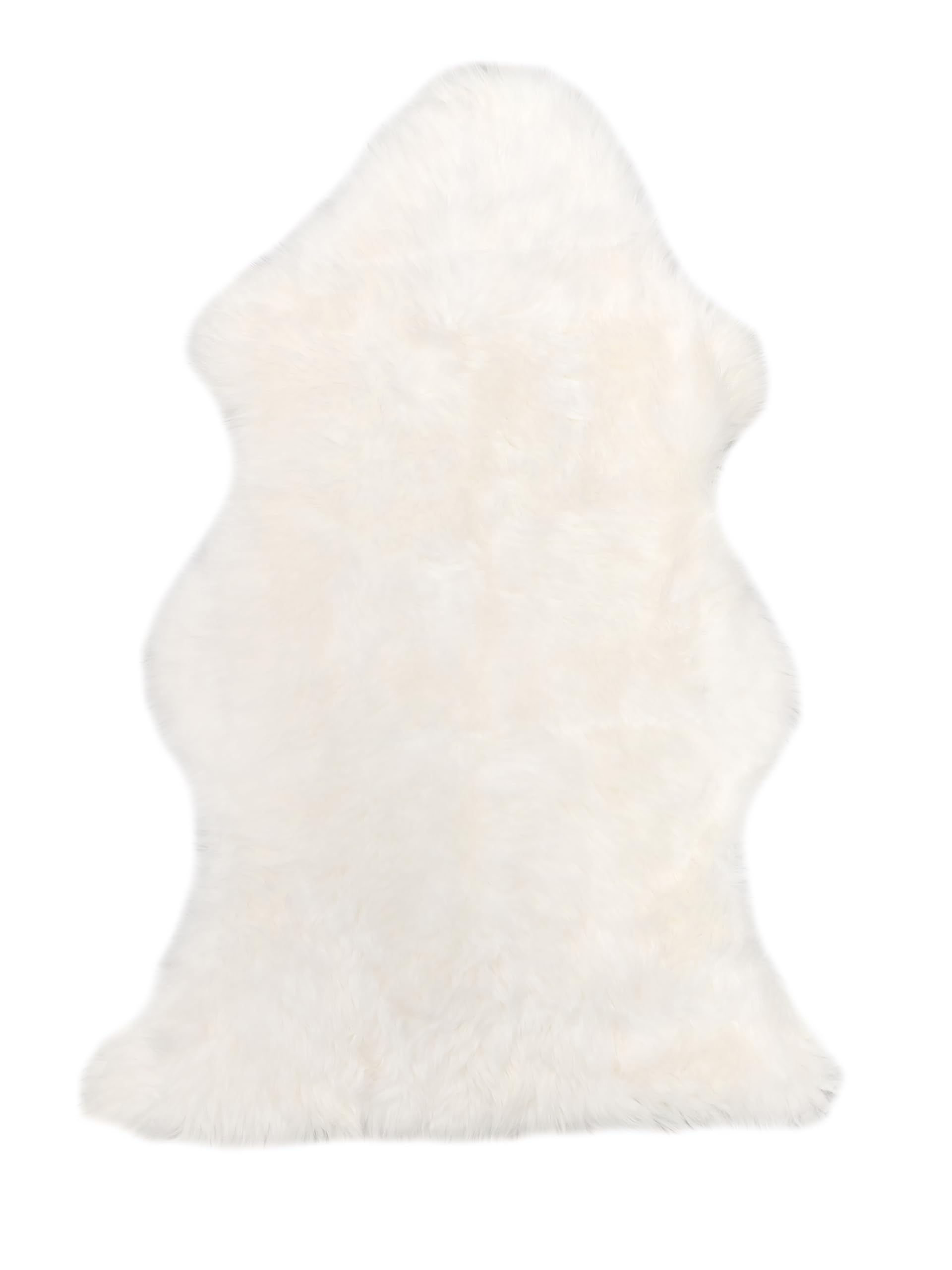 walexo Lammfell Teppich – Naturfell Schaffell in verschiedenen Größen, Naturfarben, echtes Fell für Sofa, Bett, Kinderwagen, Deko & Haustiere (Weiß, 110-120 cm)