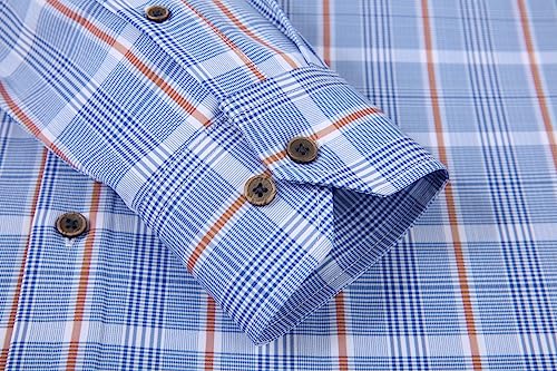 Alex Vando Mens Button Down Shirts Wrinkle Free 4-Way Stretch Print Business Casual Shirt