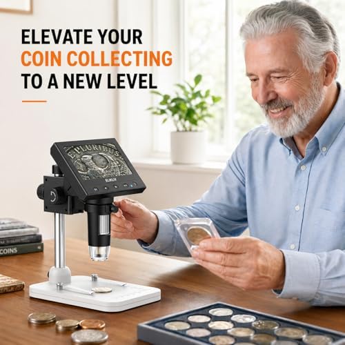 Elikliv Microscope, LCD Digital Coin Microscope 1000x, Coin Magnifier with 8 Adjustable LED Lights, PC View Compatible with Windows/MacBook, EDM4, 4.3-Inch - View 5