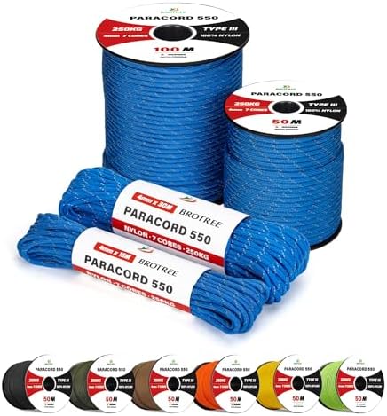 Brotree 4mm Paracord 550 Nylon Rope 30M 7 Strands Type III Parachute Cord for Survival, Outdoor and DIY - 250kg Breaking Load (Black)