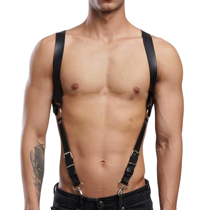 Men's Body Chest Harness Belt Adjustable Leather Suspenders Shoulder Belt Body Chest Harness Bondage Strap for Men Male Gay, Party Club Cosplay Costume Bar Nightclub Masquerade Clubwear4