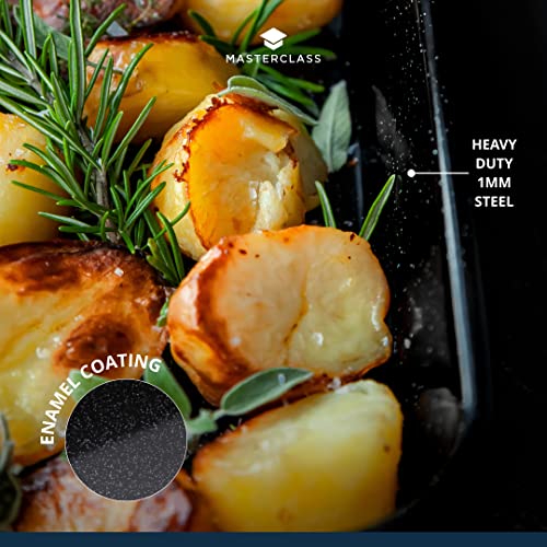 MasterClass Vitreous Enamel Roasting Tin, Induction Safe 1mm Steel with Scratch Resistant Coating, Large 40 x 28cm (15.5 x 11''), Black - Image 6