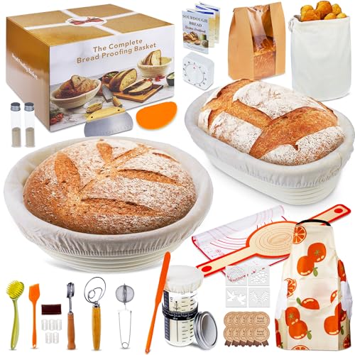 sixiangLC Sourdough Bread Proofing Basket Set – Round & Oval
