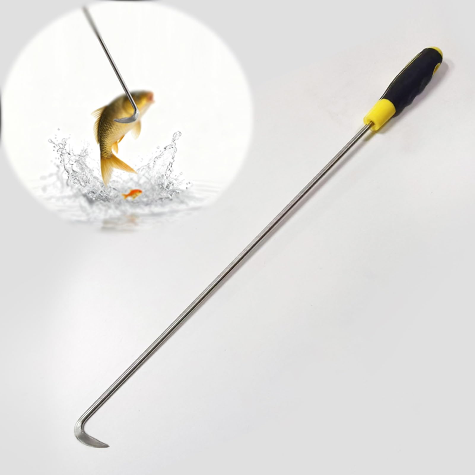 Mezzo Marinaio per Barca Gancio a Punta Affilato da 60, 70, 80, 90, 100 cm, Asta per Mezzo Marinaio in Acciaio Inox 304 con Impugnatura in Gomma, Ami da Pesca Raffio Pesca(100cm/40")