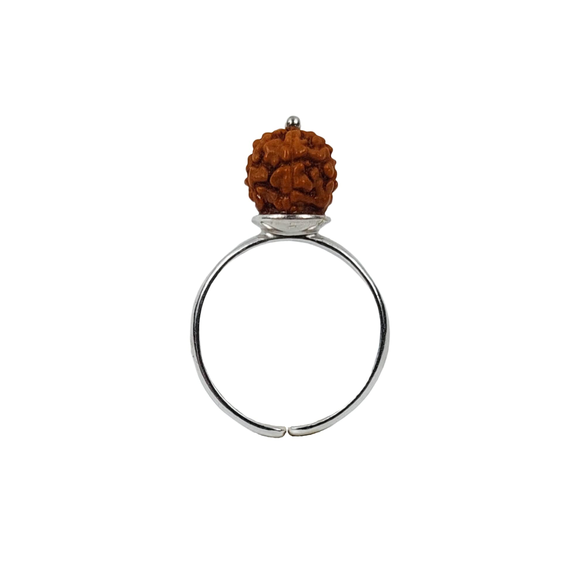 AdiShaktiShopRudraksha Ring Silver Handamde, Real Original 5 Mukhi Rudraksh Mala Bead, Shiva Tears Devotee Jewelry, Hindu Protection Ring for Women Men, AdiShakti Kundalini Yoga Symbol