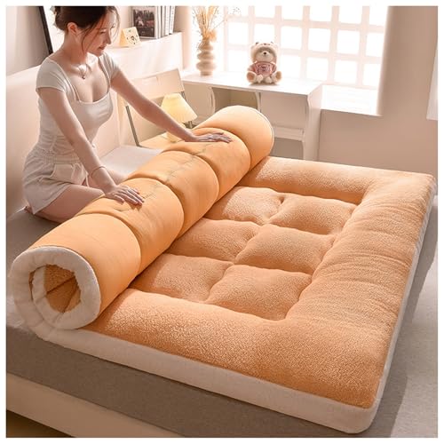 HUMAJORY Colchón de Suelo Tipo Futón, Colchón Tatami Plegable, Colchón Portátil for Acampar, Fácil Almacenamiento(Brown,200x220cm)