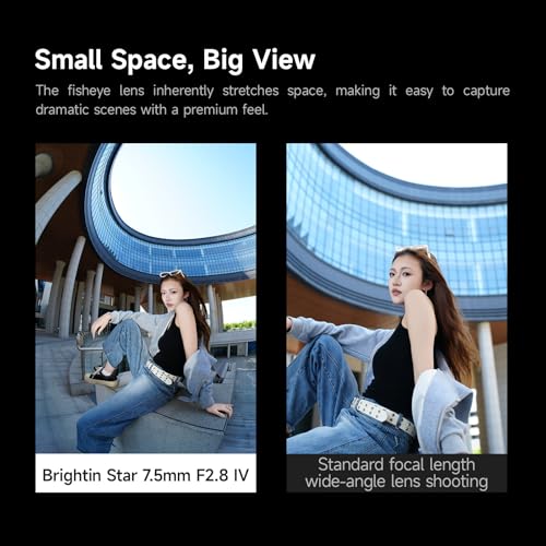 Image of Brightin Star 7.5mm F2.8 IV Fisheye Lens for Micro 4 /3 Mount Mirrorless Cameras, Manual Focus Prime APS-C Lens Fit for G7, GX85, GX9, G95, GH5, GH6, G100, G9