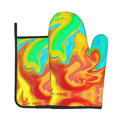Liquid Painting Oven Mitts And Pot Holders Sets Potholders &