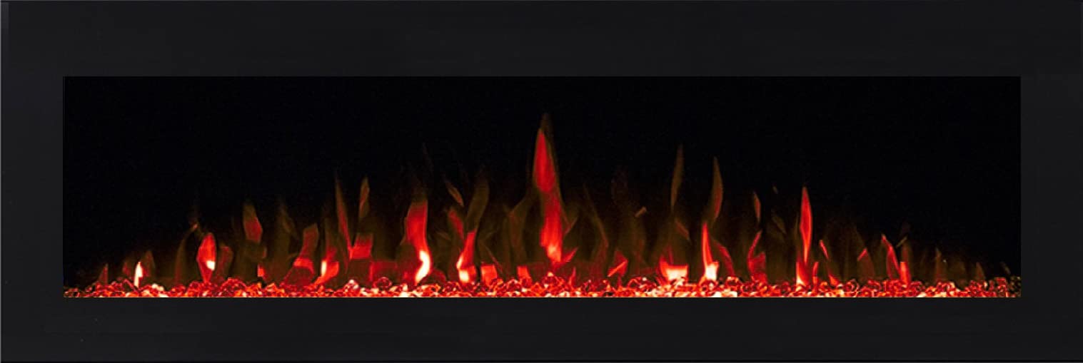 Chemin'Arte Cheminée Électrique LEDs Effet Flammes Murale Volcano 3XL - Conçue en France - 152 x 14 x 45 cm - Chauffage 2000W Thermostat électronique - Garantie 2 Ans