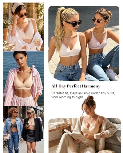 Image of As Fairy 2026 Bras for Women No Underwire Deep V Mesh Wireless Bra Jelly Supportive Seamless Soft Lift T-Shirt Bra