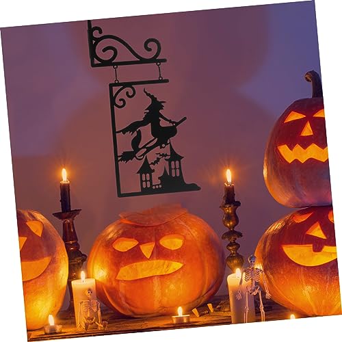 Art mural d'Halloween en métal durable : statue de sorcière pour clôture extérieure - 5