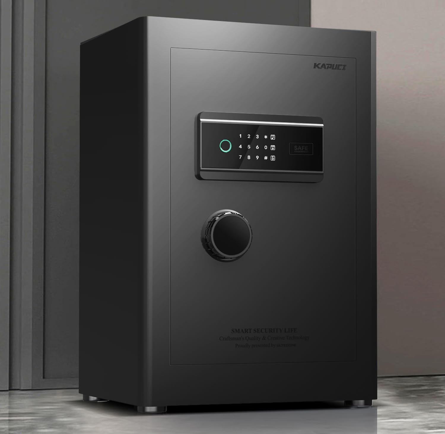 KAPUCI Caja de seguridad biométrica de huellas dactilares, paquete completo suave interior con puerta interior privada, digital, pesada, personal,