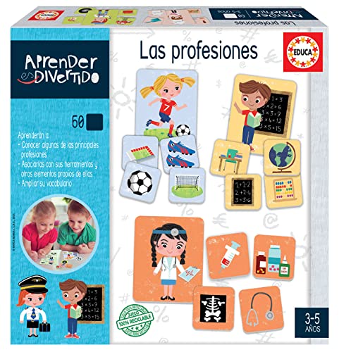 Educa - Aprender é divertido. Profissões, jogo educativo para crianças, a partir de 3 anos, 22,5 x 22,5 x 4,5 cm (19096)