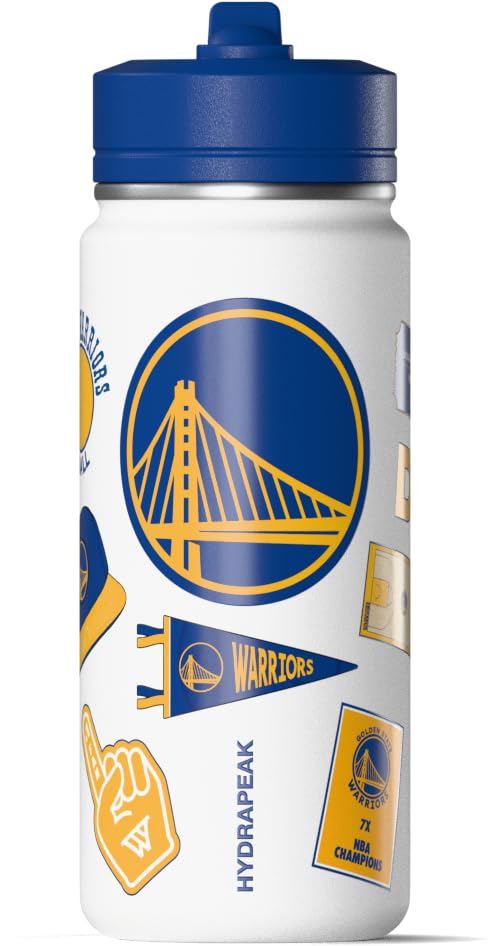Hydrapeak x NBA Officially Licensed Golden State Warriors 20 oz Active Water Bottle with Chug Lid and Handle Reusable Stainless Steel Double Wall