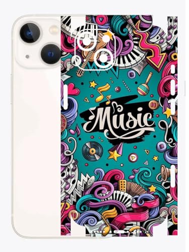 Image of AtOdds - Full Body Back Screen Guard Protector Film - Lamination Wrap Skin Sticker for iPhone 13 mini | Scratchproof Matte Finish (Design - Music)