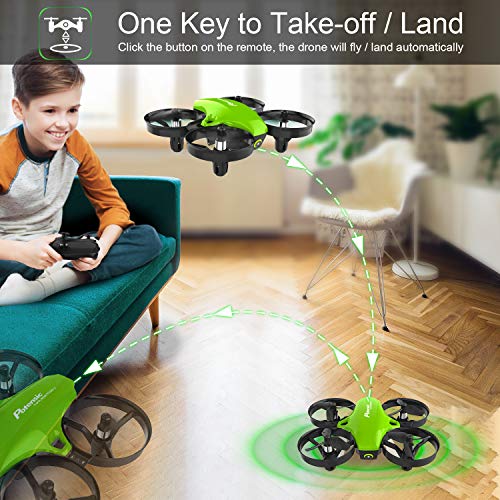 Potensic Upgraded A20 Mini Drone Easy to Fly Even to Kids and Beginners, RC Helicopter Quadcopter with Auto Hovering, Headless Mode, Extra Batteries and Remote Control-Green