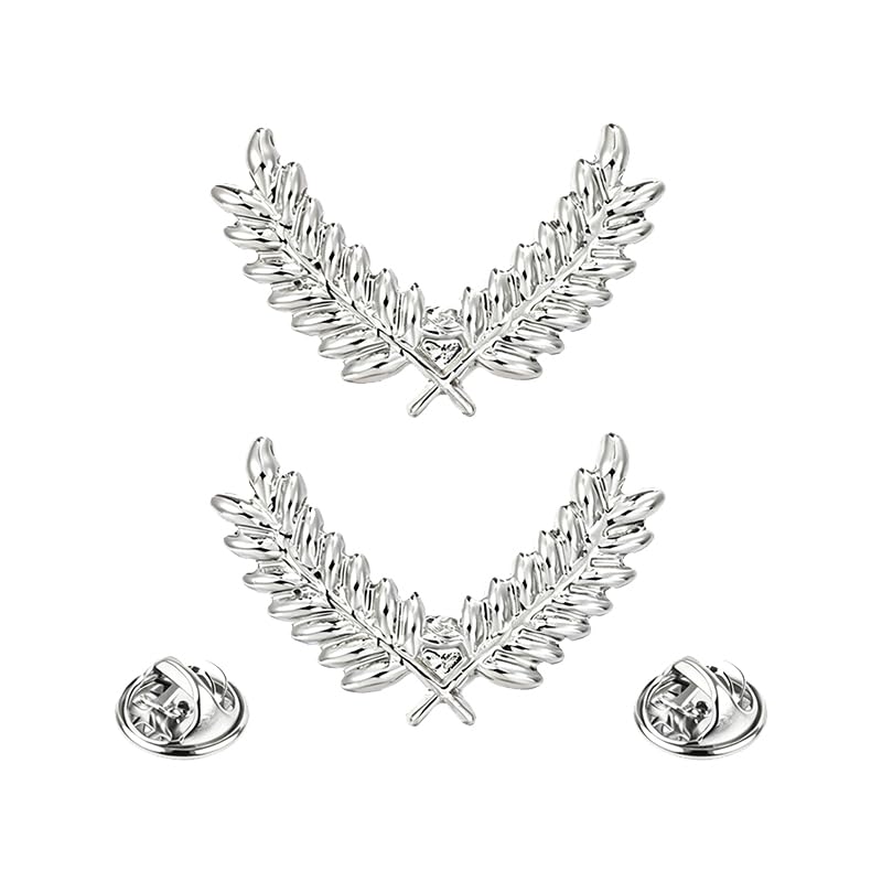 Image of coadipress Gentlemen Gold Silver Leaf Brooches Simple Elegant Retro Double Leaf Collar Pin Brooch Gold Silver Plant Leaves Brooches