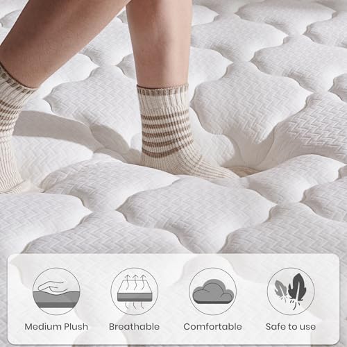 Image of Twin Mattress 14 inch Hybrid Mattresses in a Box,Twin Size Mattress | Individually Pocket Springs for Motion Isolation,Medium Firm,Upgraded Support & Pressure Relief, CertiPUR-US