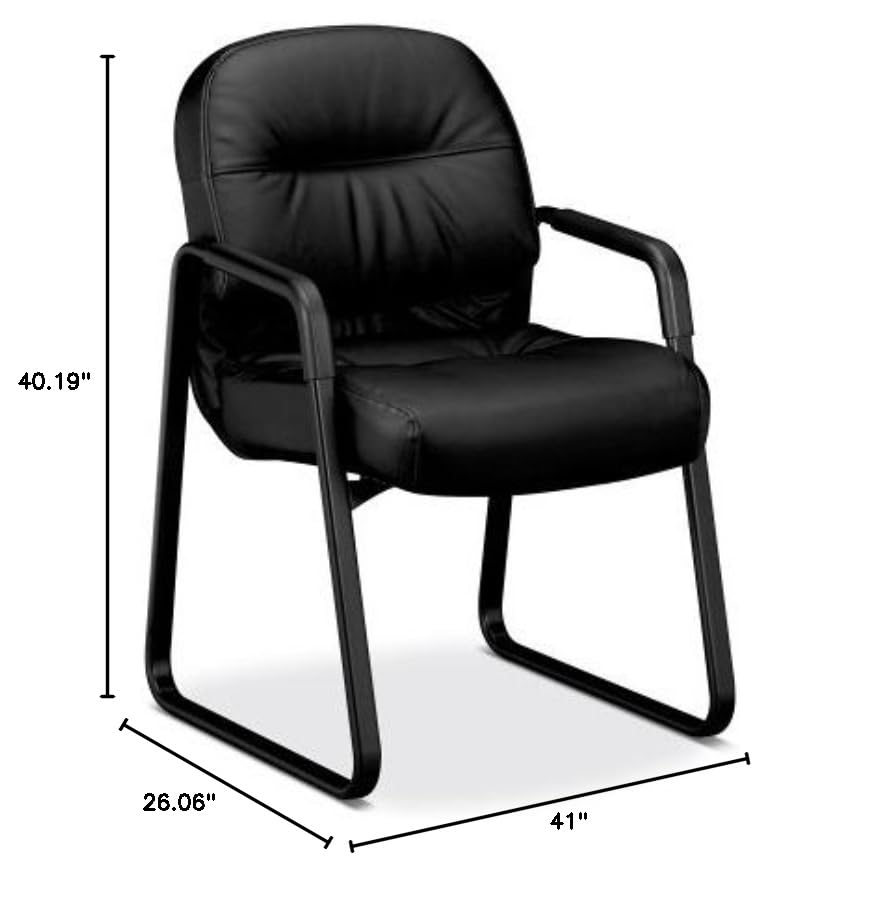Image of HON 2093SR11T Leather 2090 Pillow-Soft Series Guest Arm Chair, Black