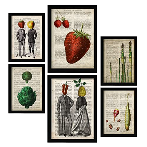 Posters de cocina Nacnic con diseño moderno e ilustraciones de enciclopedia vintage