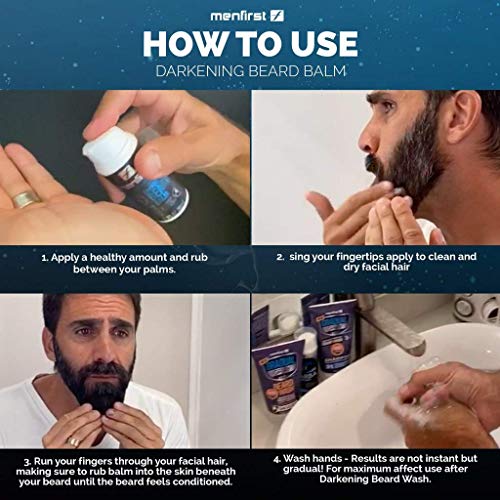 Menfirst Darkening Beard Balm, Leave-In Conditioner Cream, Gradually Darkens White Hair While Nourishing And Styling Your Beard, Smooths And Softens Facial Hair For A Natural Look, 1.1 Oz, 2-Pack #TOP4