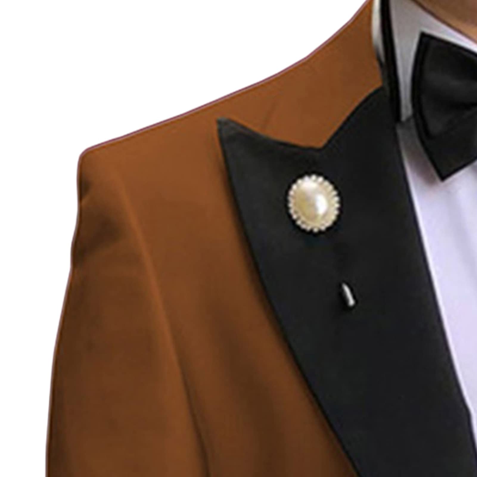 Men's Slim Fit 3 Piece Suit Set Peaked Lapel One Button Tuxedo Suits Solid Party Dinner Jacket Vest & Pants Sets (Dark Brown,2X-Small)