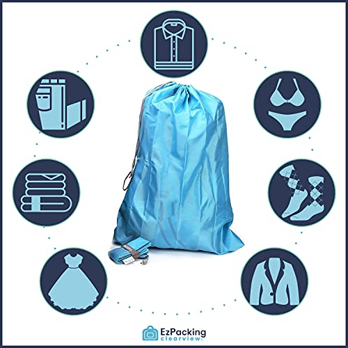 Travel Nylon Laundry Bag With Drawstring Closure / Foldable, Compact, Lightweight, Small Travel Size For Suitcase (22” X 16”) / Packable Dirty Clothes Pouch For College Dorm, Camp, Road Trip, Cruise Or Gym / Ideal For Women, Men, Kids Or Baby #TOP7