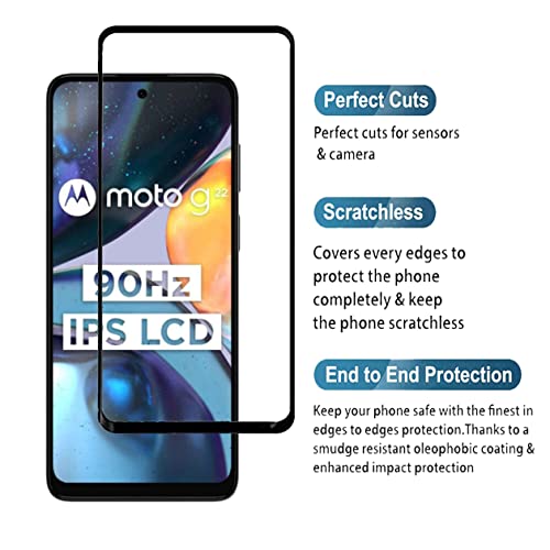 Image of Screen Protector for Motorola Moto G22 (Black) Tempered Glass Edge-to-Edge 6D Screen Guard With Installation Kit