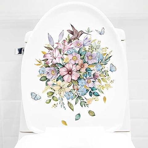 Autocollant WC Fleurs et Papillons - WandSticker4U Cover
