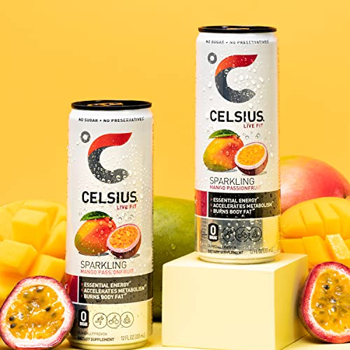 CELSIUS Sparkling Mango Passionfruit, Functional Essential Energy Drink