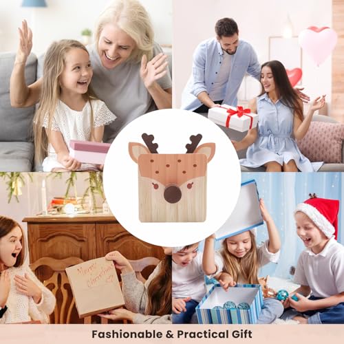 Image of Daily Treasures Multi-functional Storage Eyeglass Holder Stand,Creative Deer Eyeglass Stand,Wooden Bedside Eyeglass Holder with Square Widened Base,Eyeglass Holder for Office and Stationery Items