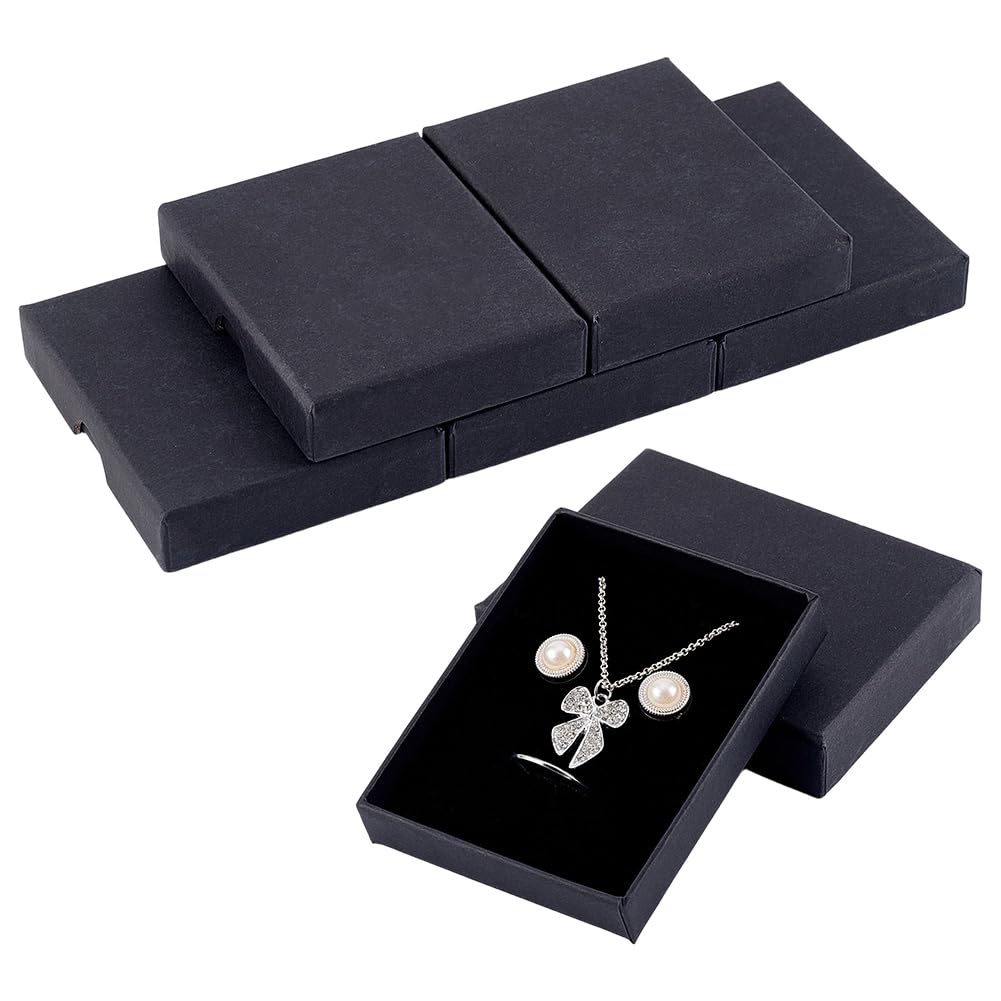 Petites boîtes à bijoux en carton noir mat PH PandaHall, écrin rigide pour bracelets de luxe