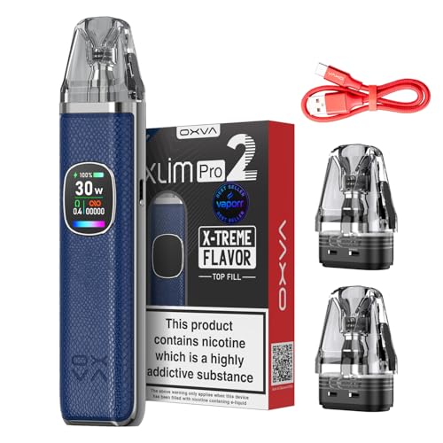 OXVA XLIM PRO 2 Vape Pod Kit 30W Built in 1300mAh Battery Compatible with Oxva Xlim Pods 2A fast charging 0.56 HD Color Screen 2ML TBD No Nicotine (Blue Python)