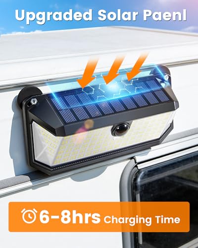 Image of 416LED 1500LM Thumok Magnetic Solar Lights Outdoor,RV Exterior Lights with Motion Sensor, Solar Security Lights IP65 Waterproof with Strong Magnets for Deck, Patio, RV, Camper
