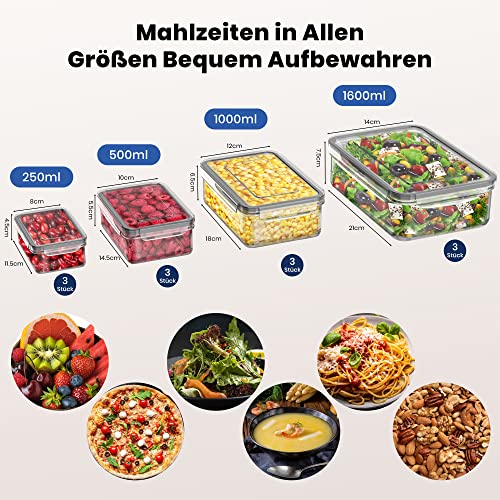 Foto von TUSEASY Frischhaltedosen mit Deckel, 12 Stück Vorratsdosen Luftdicht Aufbewahrungsbox mit Deckel Küche Meal Prep Boxen Tupperdosen Set BPA-Frei Plastikbox, Geignet als Kühlschrank Organizer